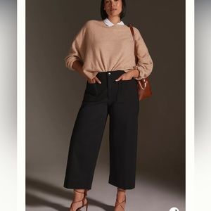 Anthropologie Colette Cropped Wide-Leg Ponte Pants by Maeve Black Sz 14 Bin 78